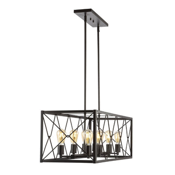 Galax 39" 8-Light Adjustable Iron Farmhouse Industrial LED Dimmable Pendant - JONATHAN Y